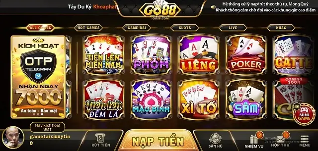 Giao diện cổng game Go88.Info