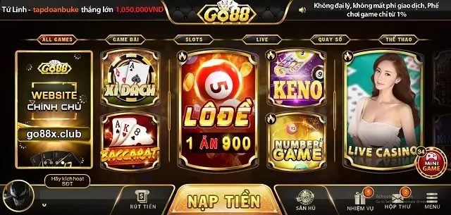 Hệ thống trò chơi Go88x Đa dạng xanh chín uy tín