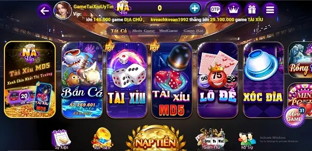 Sảnh game đa dạng phong phú