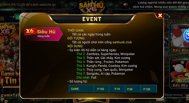 event nổi bật tại Săn Hũ X6 Club